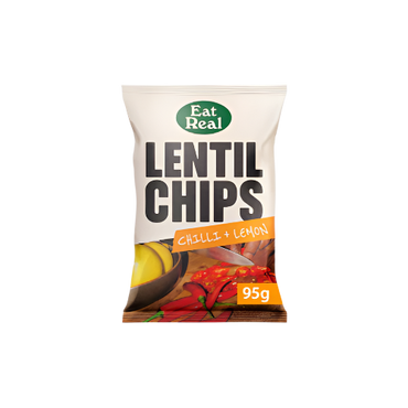 Eat Real Lentil Chips - Chilli & Lemon 95G – Spicy & Zesty Vegan Snack